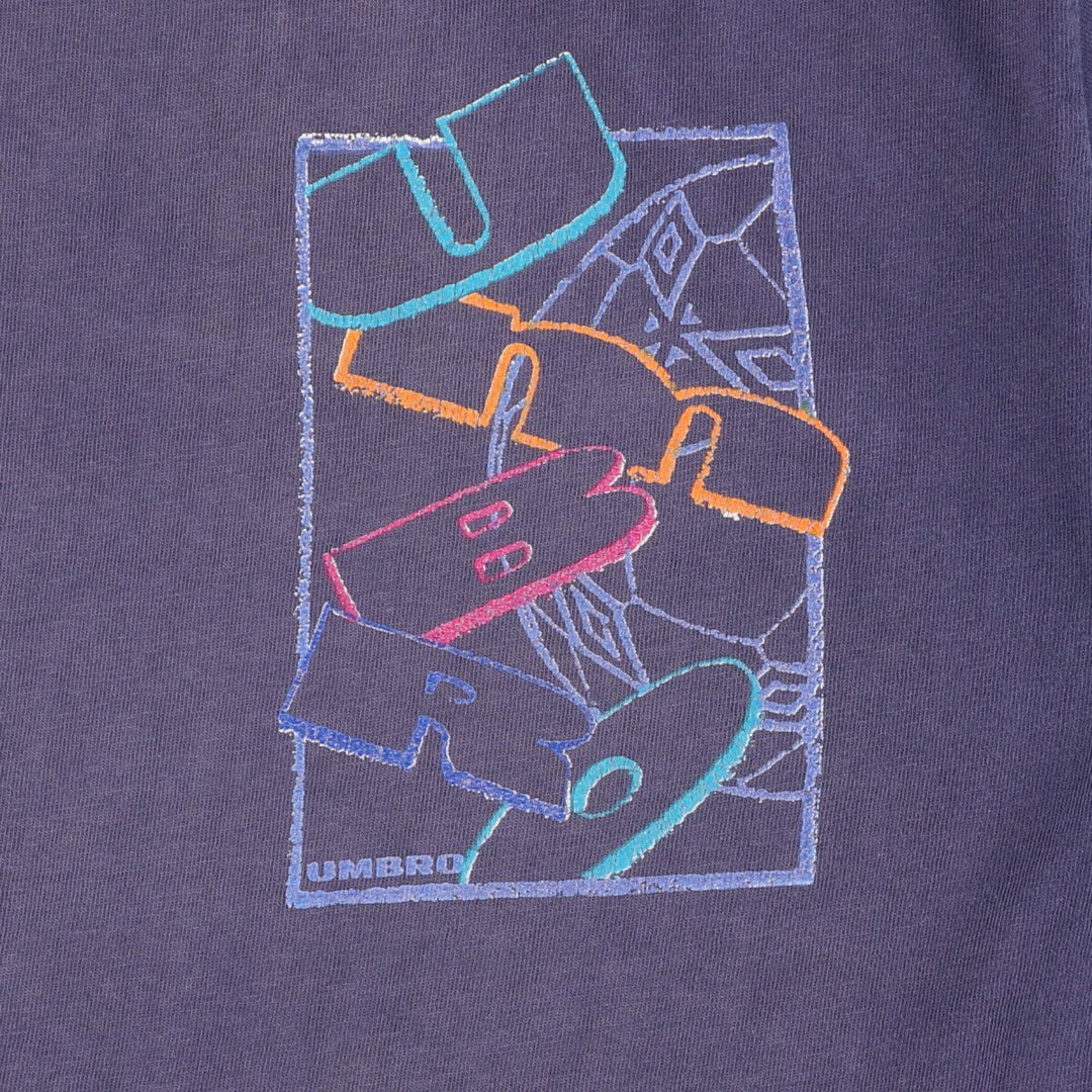 Vintage 90'S Umbro logo print T-shirt, Made in USA, Men's Size L cotton navy blue type Vintage Second Hand