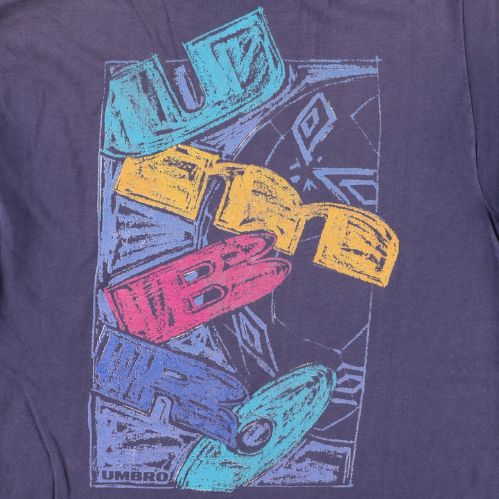 Vintage 90'S Umbro logo print T-shirt, Made in USA, Men's Size L cotton navy blue type Vintage Second Hand