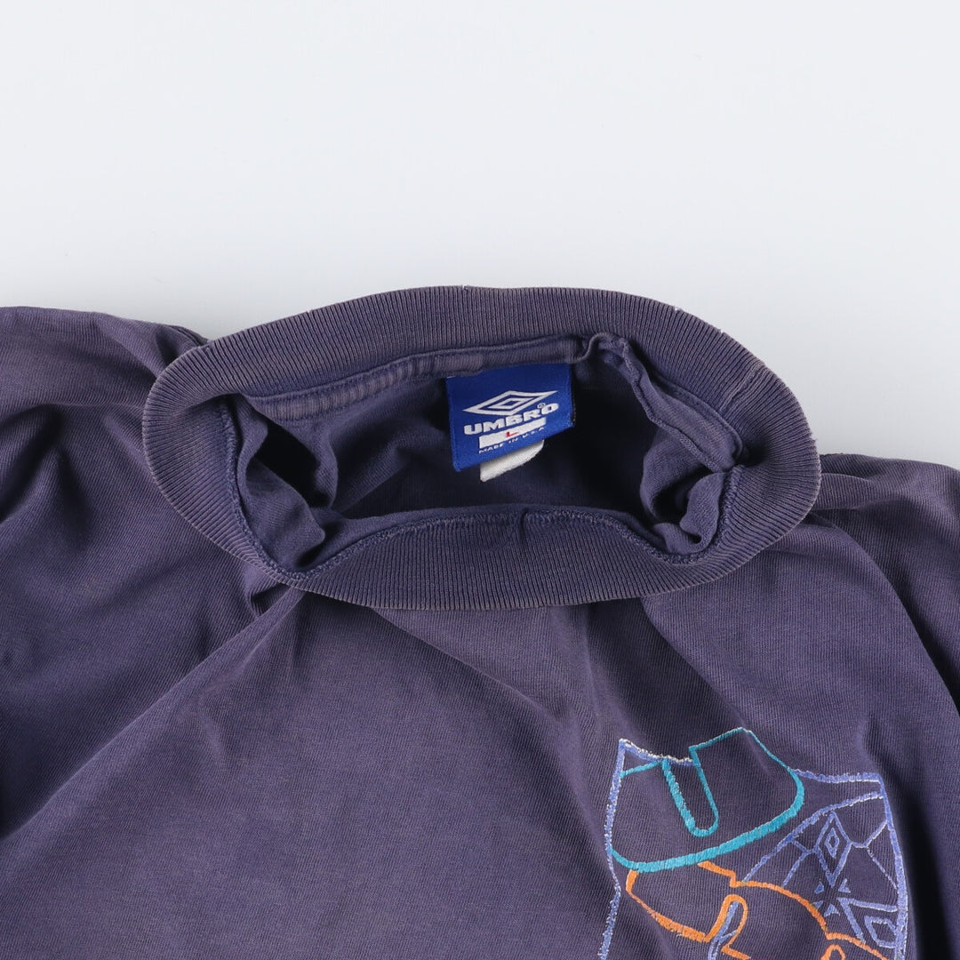 Vintage 90'S Umbro logo print T-shirt, Made in USA, Men's Size L cotton navy blue type Vintage Second Hand
