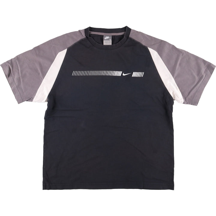 Nike Raglan Sleeve One-Point Logo T-Shirt, Men's Size L cotton black type Vintage Second Hand