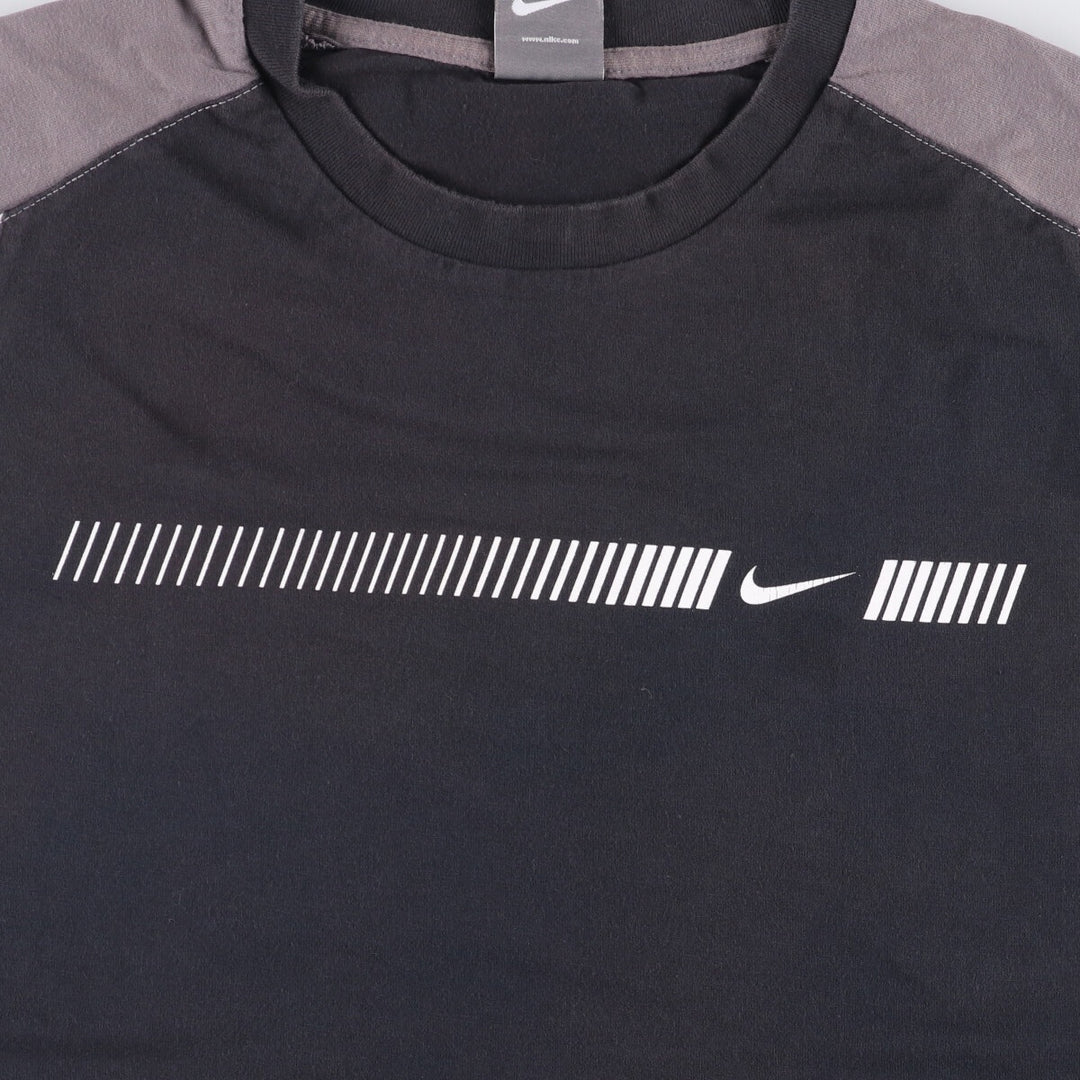 Nike Raglan Sleeve One-Point Logo T-Shirt, Men's Size L cotton black type Vintage Second Hand