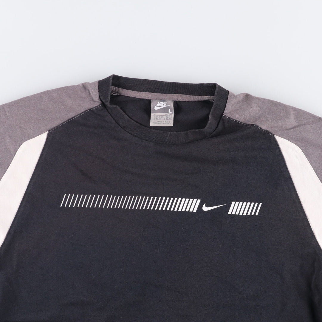 Nike Raglan Sleeve One-Point Logo T-Shirt, Men's Size L cotton black type Vintage Second Hand