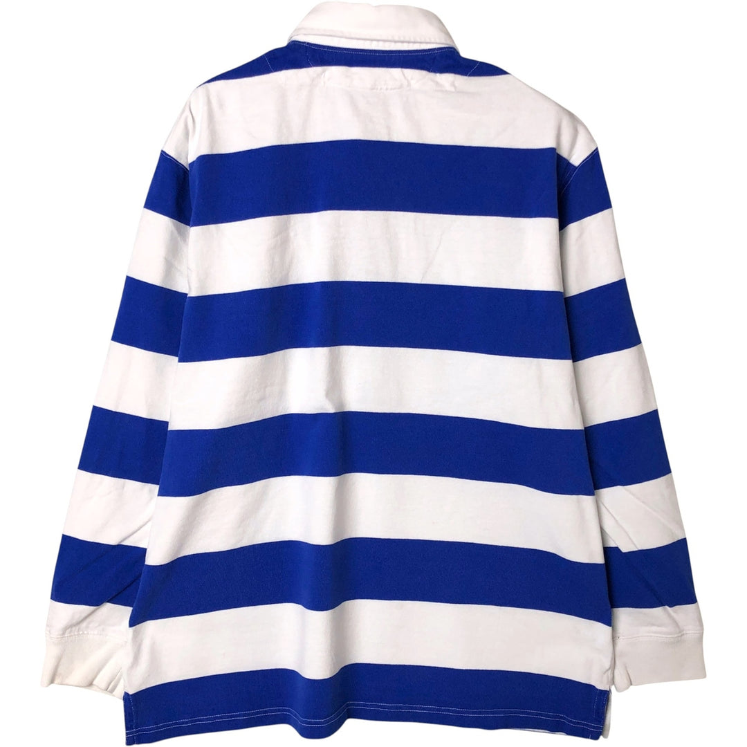 Ralph Lauren POLO by Ralph Lauren Striped Pattern Long Sleeve Rugby Shirt Men's Size L cotton blue type Vintage Second Hand