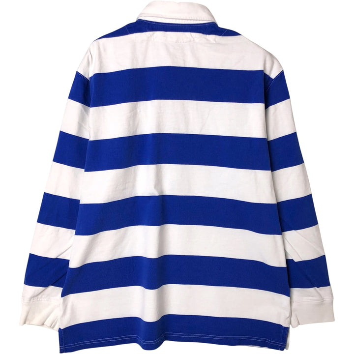 Ralph Lauren POLO by Ralph Lauren Striped Pattern Long Sleeve Rugby Shirt Men's Size L cotton blue type Vintage Second Hand