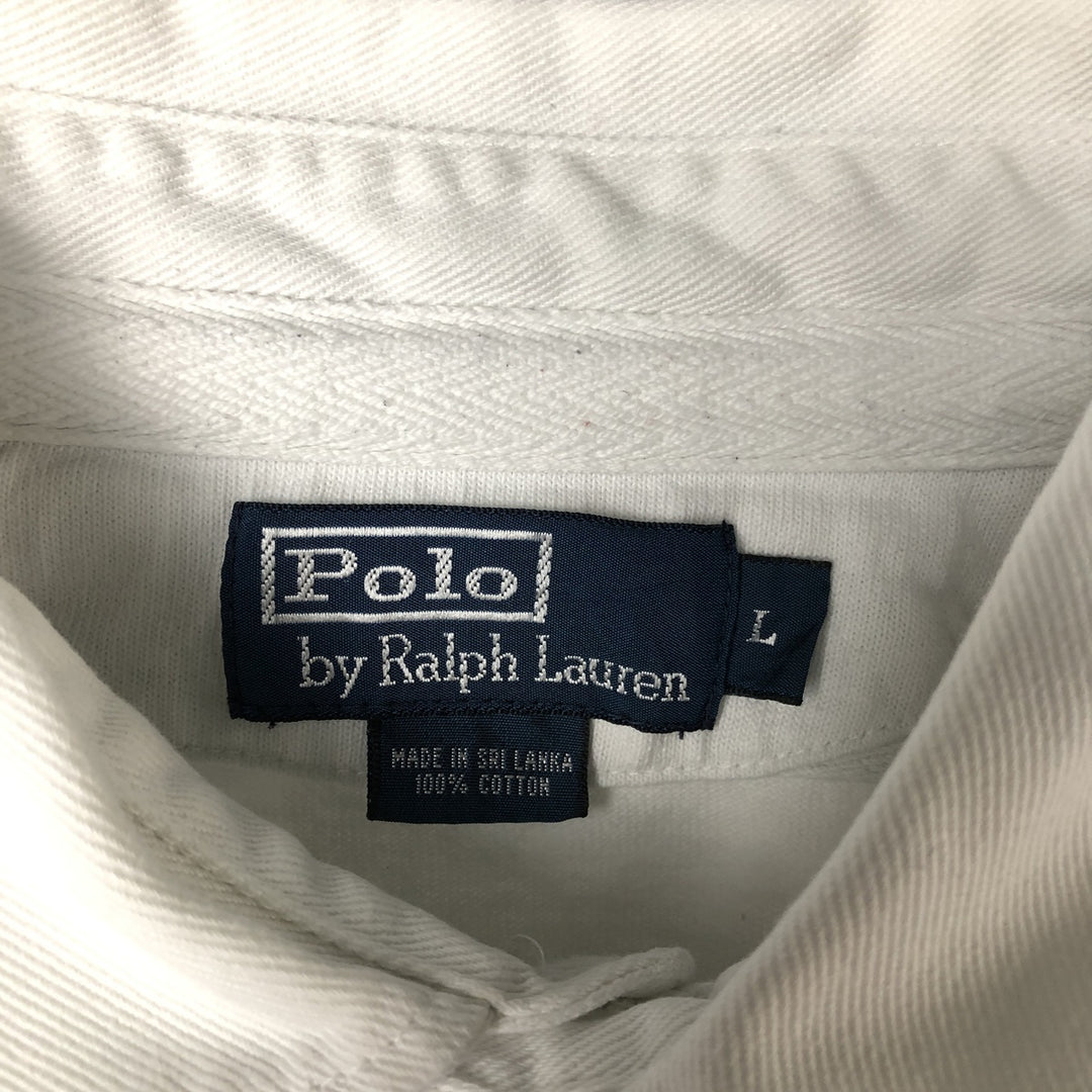 Ralph Lauren POLO by Ralph Lauren Striped Pattern Long Sleeve Rugby Shirt Men's Size L cotton blue type Vintage Second Hand