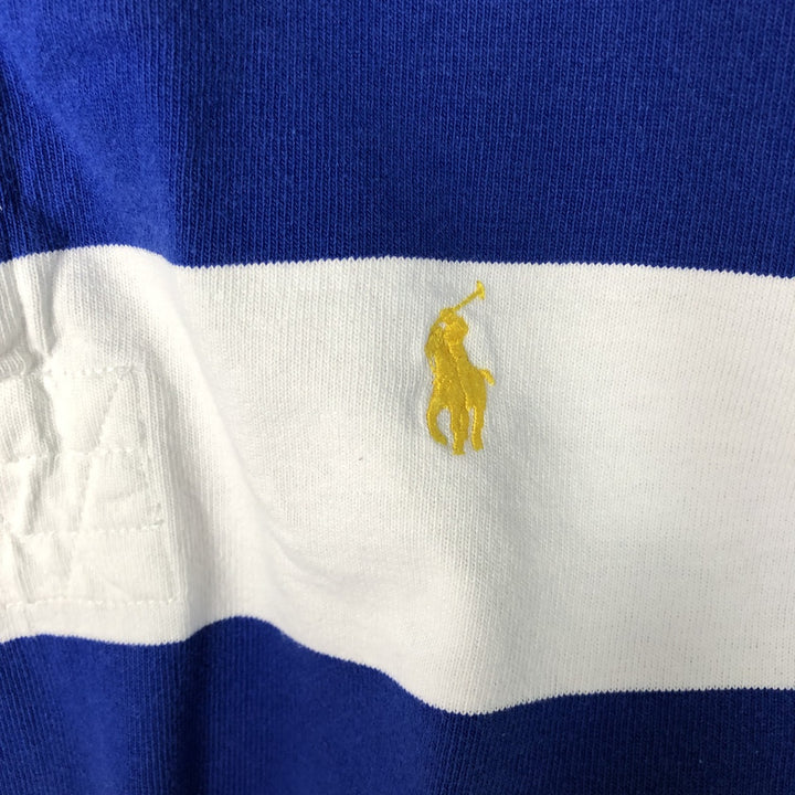 Ralph Lauren POLO by Ralph Lauren Striped Pattern Long Sleeve Rugby Shirt Men's Size L cotton blue type Vintage Second Hand
