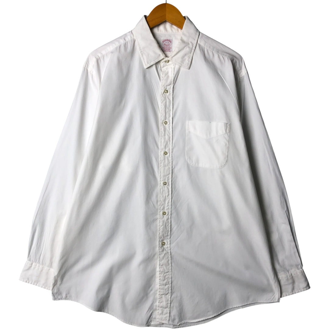 Vintage 80s-90'S Brooks Brothers MAKERS wide collar long sleeve cotton shirt, made in the USA, size XL, men's cotton white type Vintage Second Hand