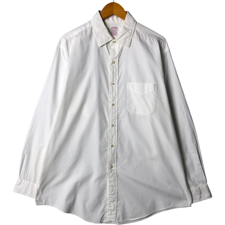 Vintage 80s-90'S Brooks Brothers MAKERS wide collar long sleeve cotton shirt, made in the USA, size XL, men's cotton white type Vintage Second Hand