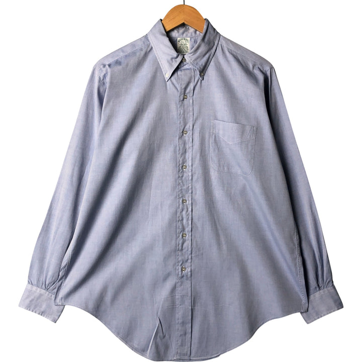 Vintage 1980s-1990'S Brooks Brothers Est. 1818 long-sleeved button-down shirt, Made in USA, Men's Size L cotton Blue type light blue Vintage Second Hand
