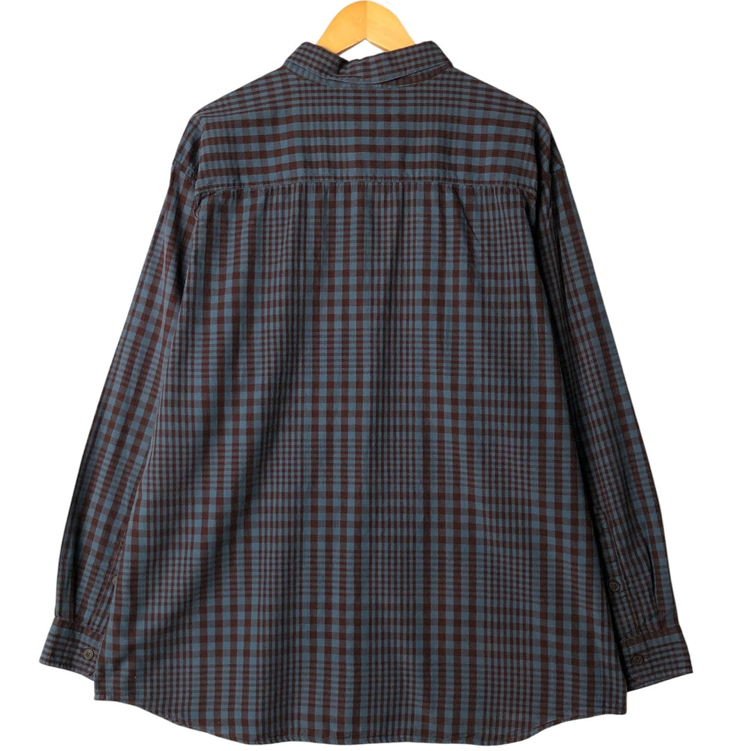 2000'S Columbia long-sleeved button-down check shirt, men's size XXL cotton black type Vintage Second Hand