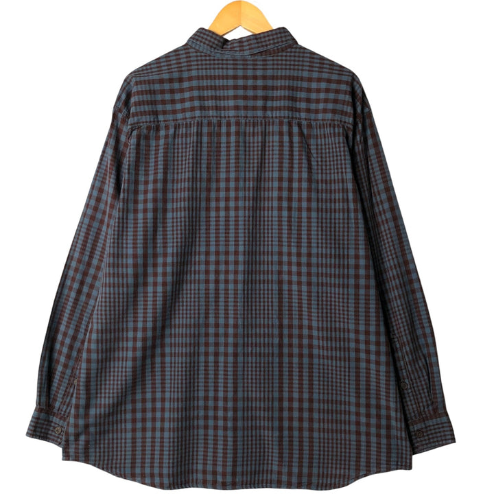 2000'S Columbia long-sleeved button-down check shirt, men's size XXL cotton black type Vintage Second Hand