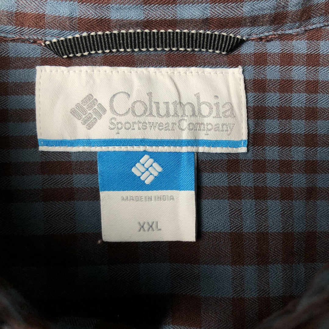 2000'S Columbia long-sleeved button-down check shirt, men's size XXL cotton black type Vintage Second Hand