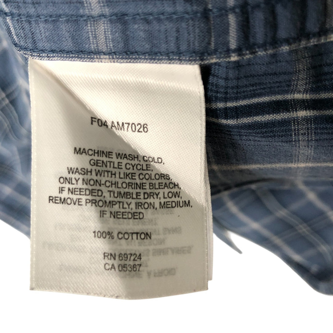 2000'S Columbia long-sleeved button-down check shirt, men's size L cotton navy blue type Vintage Second Hand