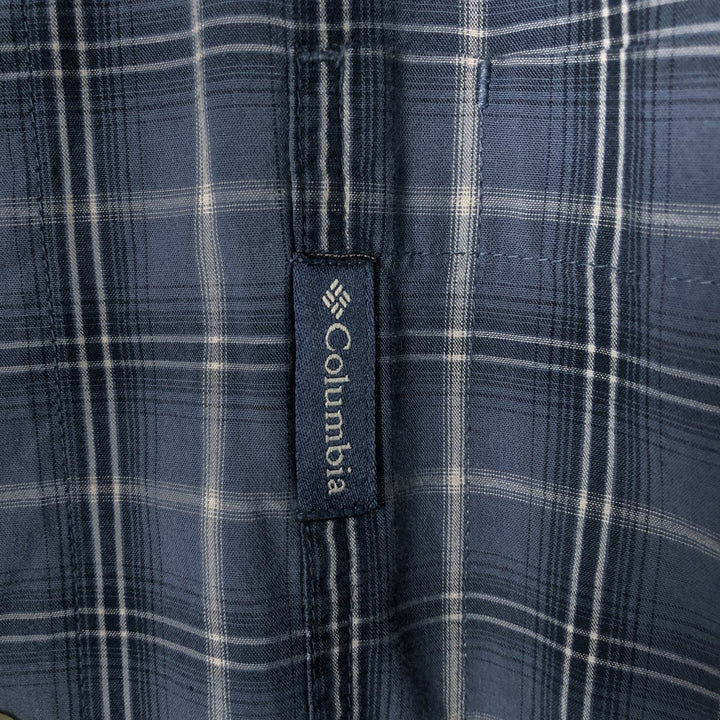 2000'S Columbia long-sleeved button-down check shirt, men's size L cotton navy blue type Vintage Second Hand