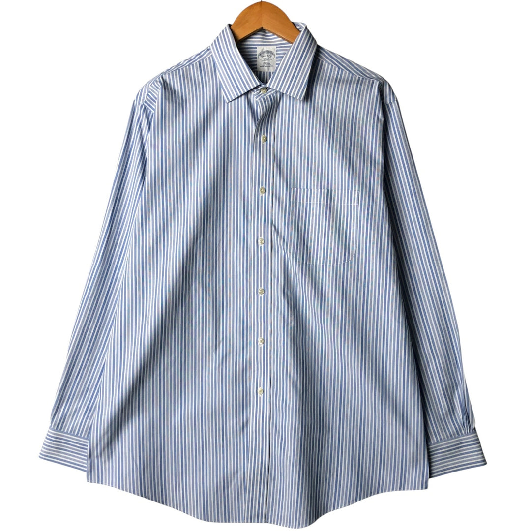 Brooks Brothers Men's Long Sleeve Cotton Striped Shirt, Size L cotton white type Vintage Second Hand