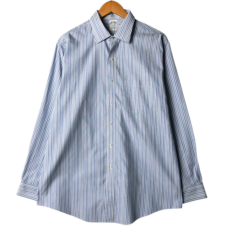 Brooks Brothers Men's Long Sleeve Cotton Striped Shirt, Size L cotton white type Vintage Second Hand