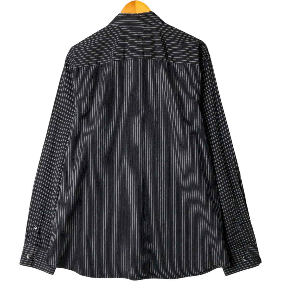 2000s~ Calvin Klein long-sleeved cotton striped shirt, men's size XL cotton black type Vintage Second Hand