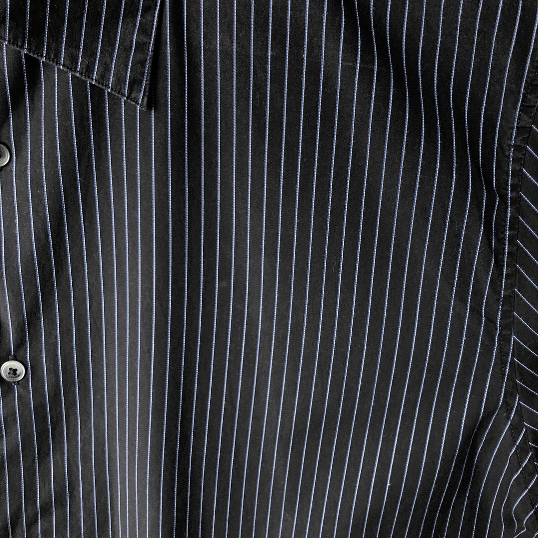 2000s~ Calvin Klein long-sleeved cotton striped shirt, men's size XL cotton black type Vintage Second Hand