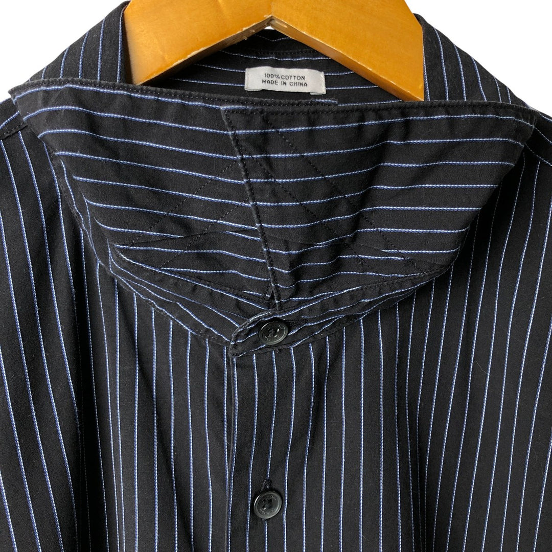 2000s~ Calvin Klein long-sleeved cotton striped shirt, men's size XL cotton black type Vintage Second Hand