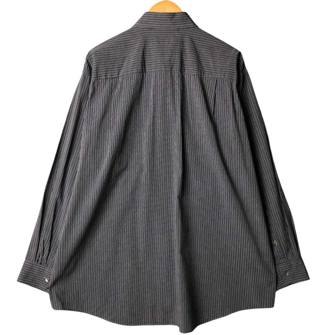 90s-00'S Calvin Klein long-sleeved cotton striped shirt, men's size XXL cotton Charcoal Vintage Second Hand