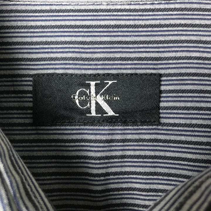 90s-00'S Calvin Klein long-sleeved cotton striped shirt, men's size XXL cotton Charcoal Vintage Second Hand