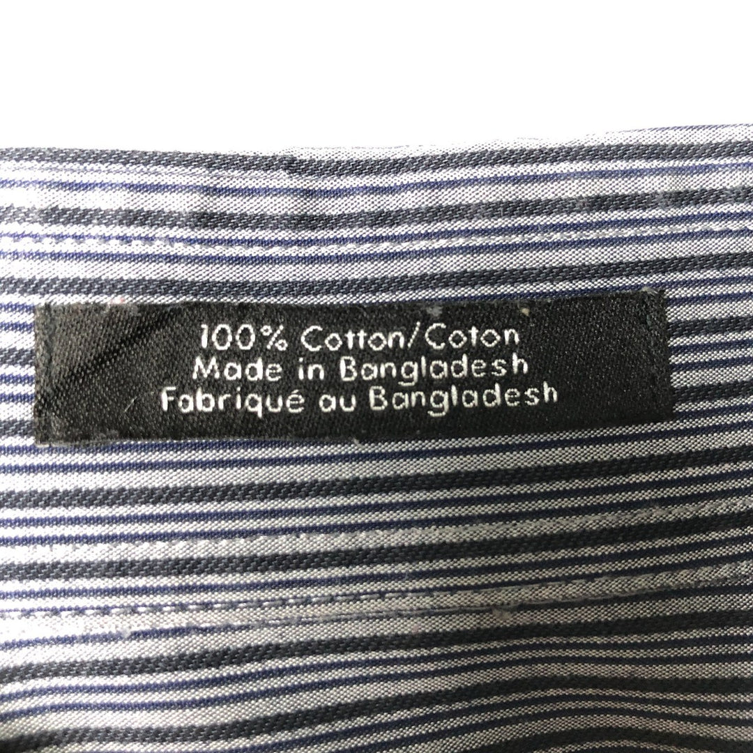 90s-00'S Calvin Klein long-sleeved cotton striped shirt, men's size XXL cotton Charcoal Vintage Second Hand