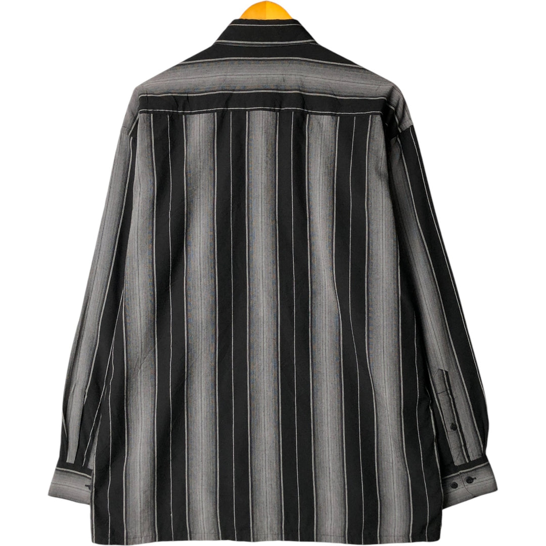 Pierre Cardin Striped Pattern Long Sleeve Rayon Shirt, Men's Size L Rayon black type Vintage Second Hand