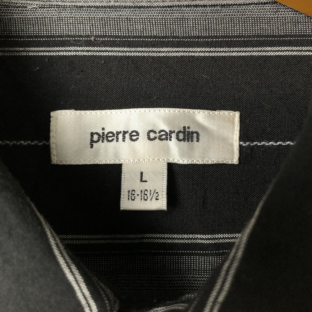 Pierre Cardin Striped Pattern Long Sleeve Rayon Shirt, Men's Size L Rayon black type Vintage Second Hand