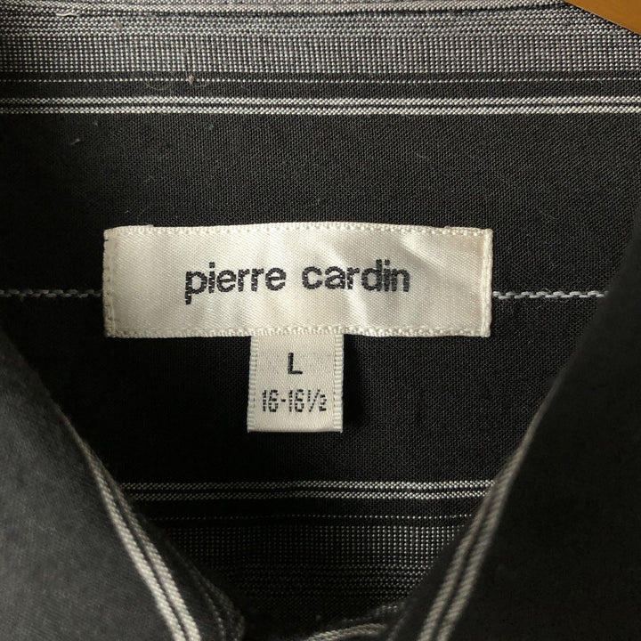 Pierre Cardin Striped Pattern Long Sleeve Rayon Shirt, Men's Size L Rayon black type Vintage Second Hand