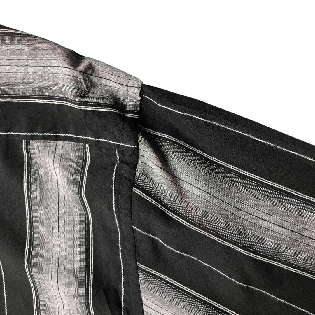 Pierre Cardin Striped Pattern Long Sleeve Rayon Shirt, Men's Size L Rayon black type Vintage Second Hand