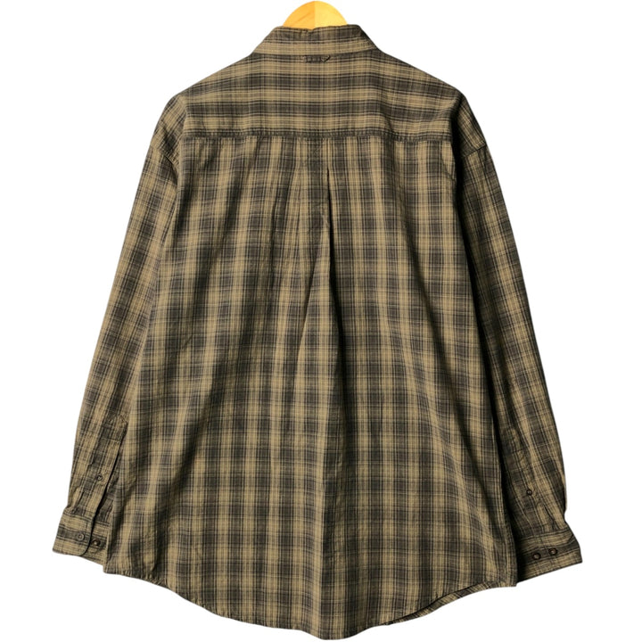 Vintage 90s-00'S Timberland long-sleeved button-down check shirt, men's size L cotton Charcoal Vintage Second Hand