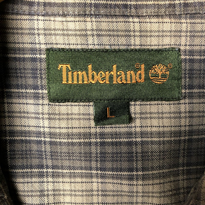 Vintage 90s-00'S Timberland long-sleeved button-down check shirt, men's size L cotton Charcoal Vintage Second Hand