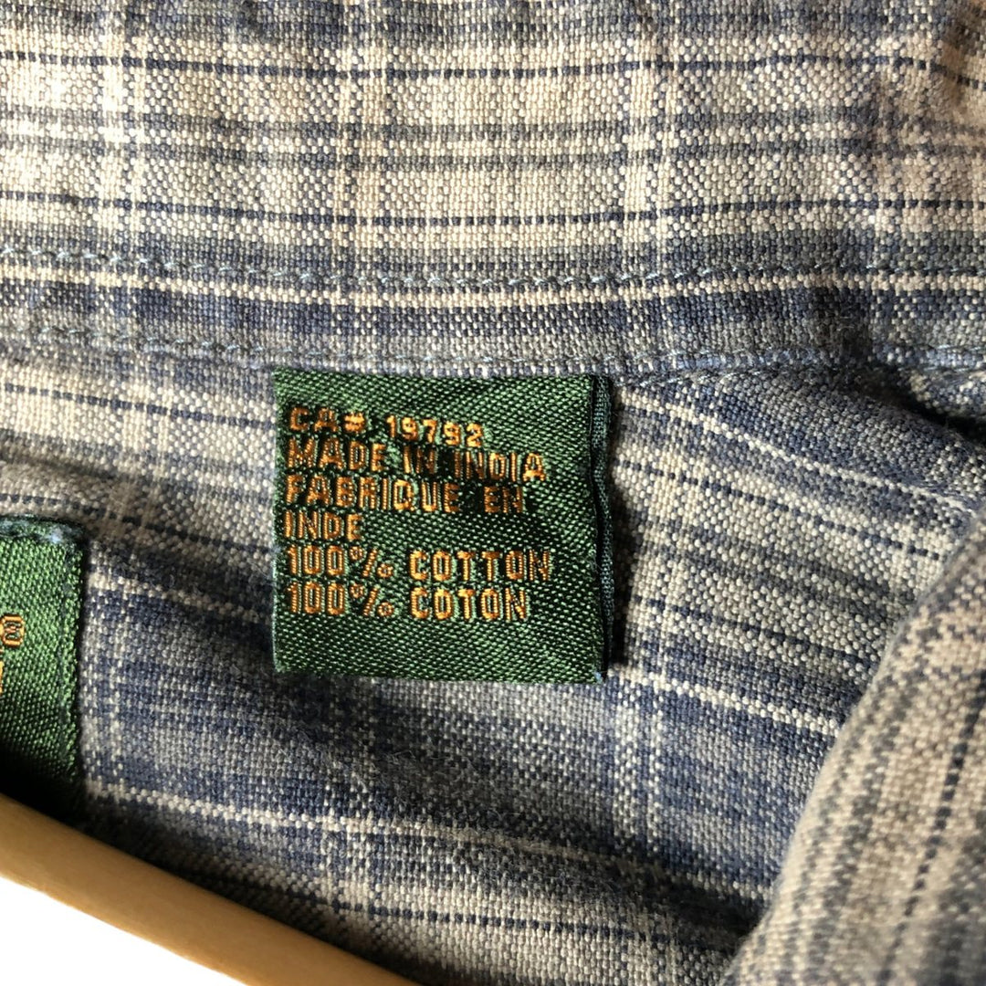 Vintage 90s-00'S Timberland long-sleeved button-down check shirt, men's size L cotton Charcoal Vintage Second Hand