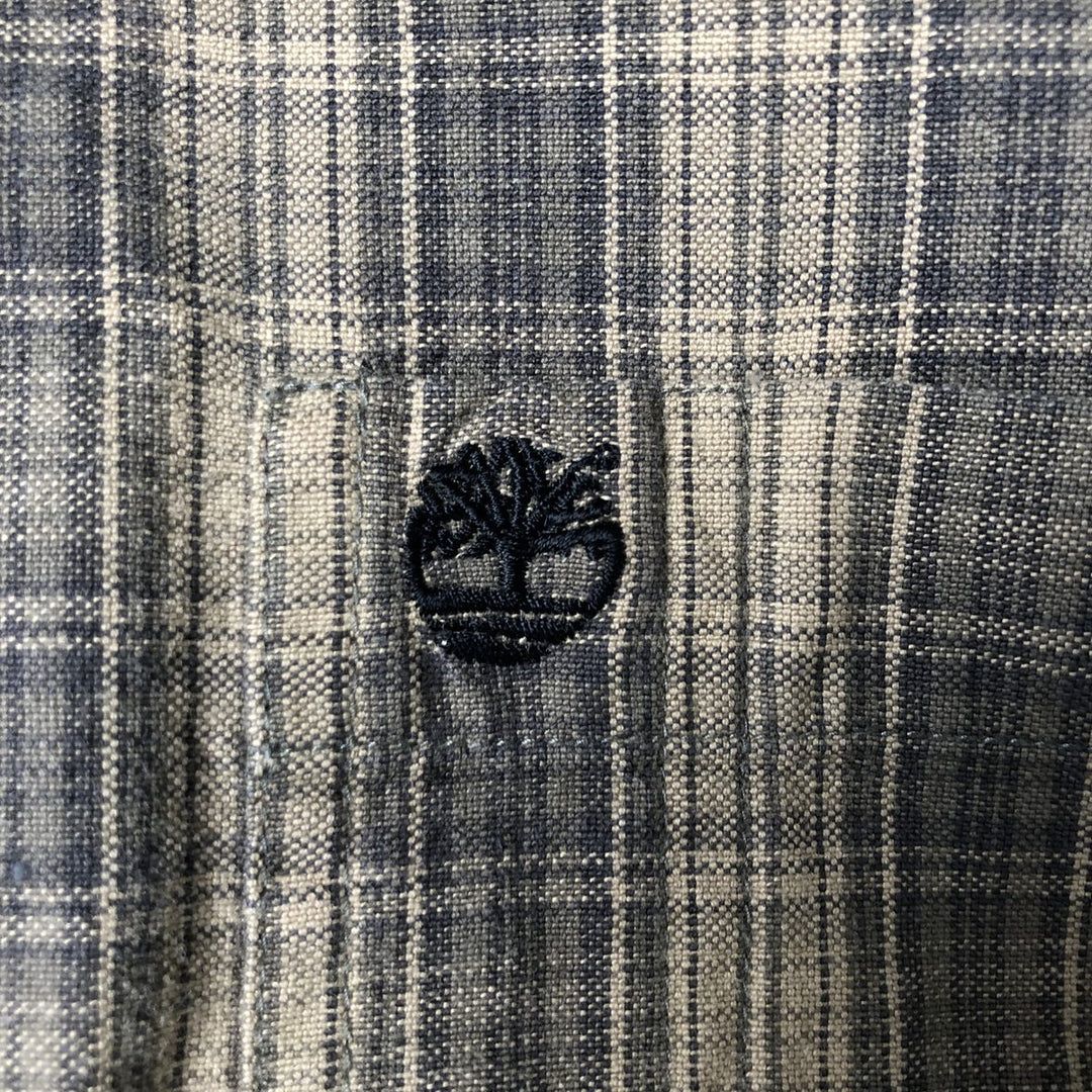 Vintage 90s-00'S Timberland long-sleeved button-down check shirt, men's size L cotton Charcoal Vintage Second Hand
