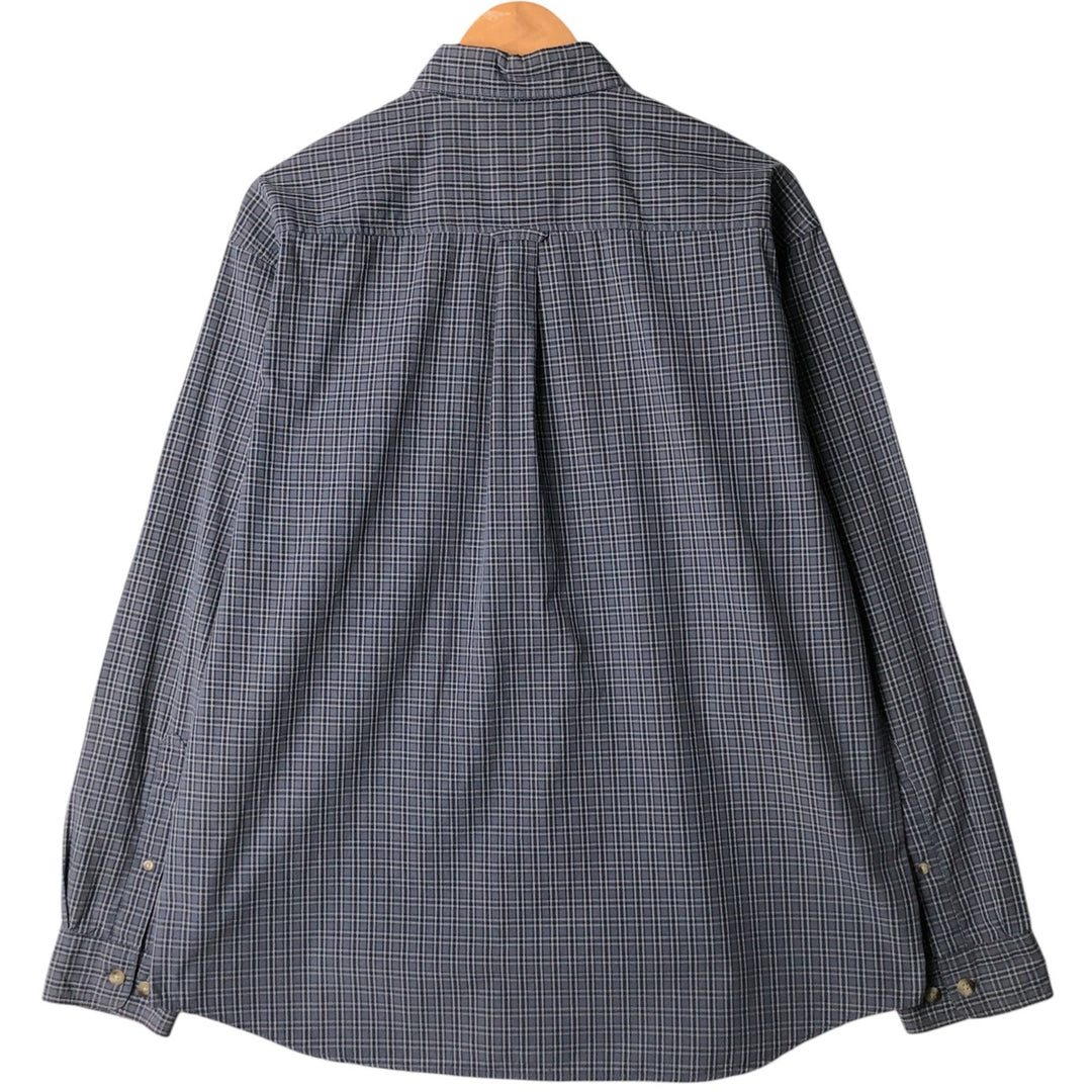 Columbia long-sleeved button-down check shirt, men's size L cotton Charcoal Vintage Second Hand