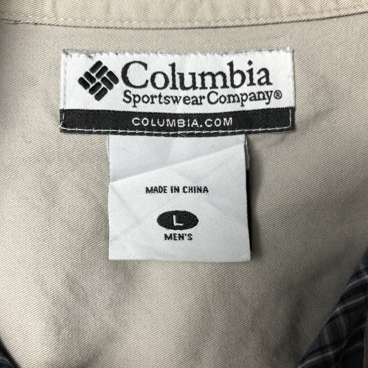 Columbia long-sleeved button-down check shirt, men's size L cotton Charcoal Vintage Second Hand
