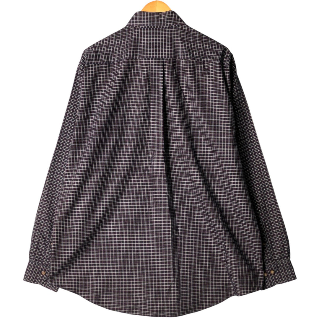 Brooks Brothers 346 Long Sleeve Button-Down Check Shirt, Men's Size L cotton navy blue type Vintage Second Hand