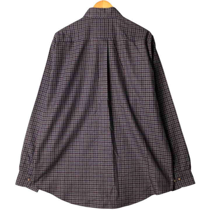 Brooks Brothers 346 Long Sleeve Button-Down Check Shirt, Men's Size L cotton navy blue type Vintage Second Hand