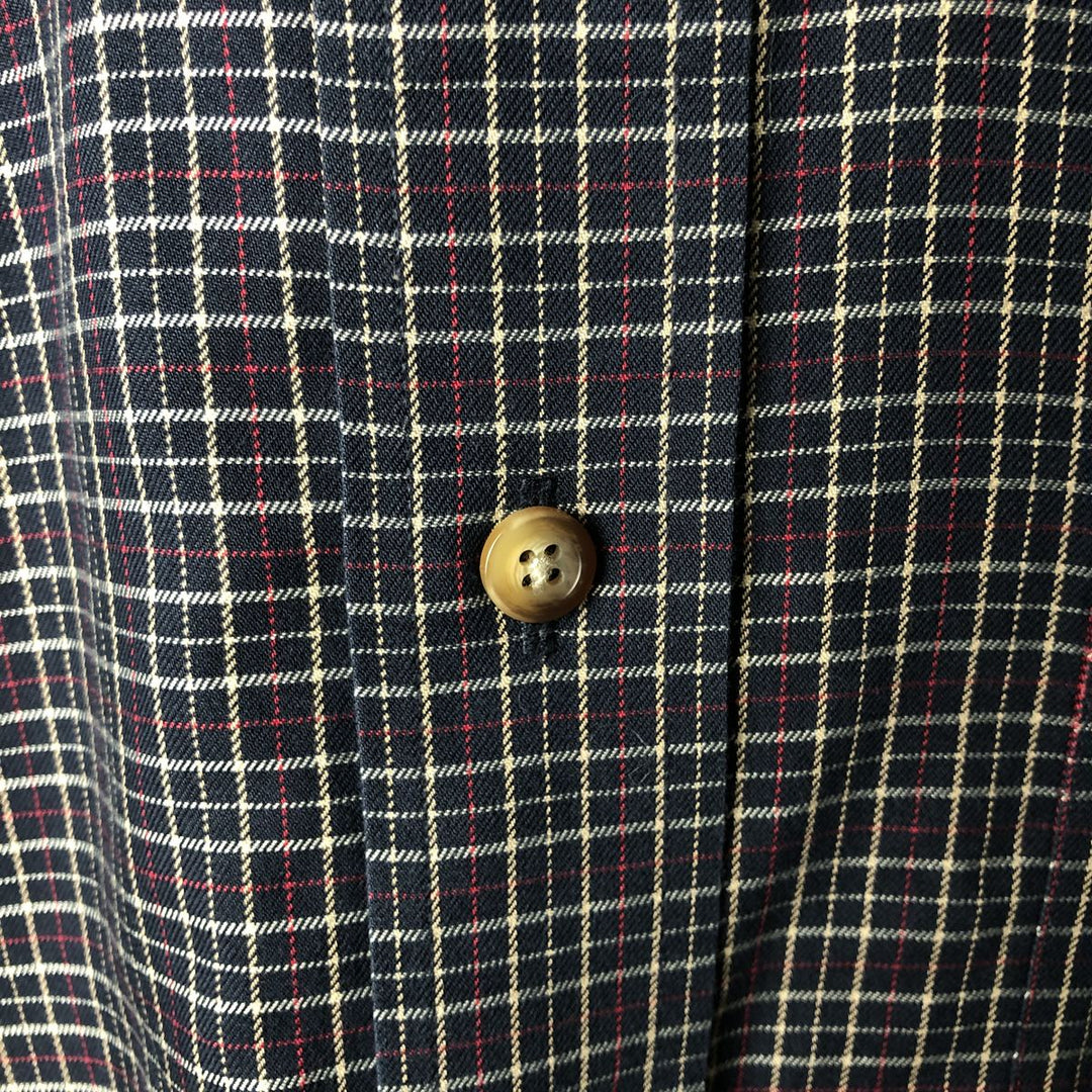 Brooks Brothers 346 Long Sleeve Button-Down Check Shirt, Men's Size L cotton navy blue type Vintage Second Hand