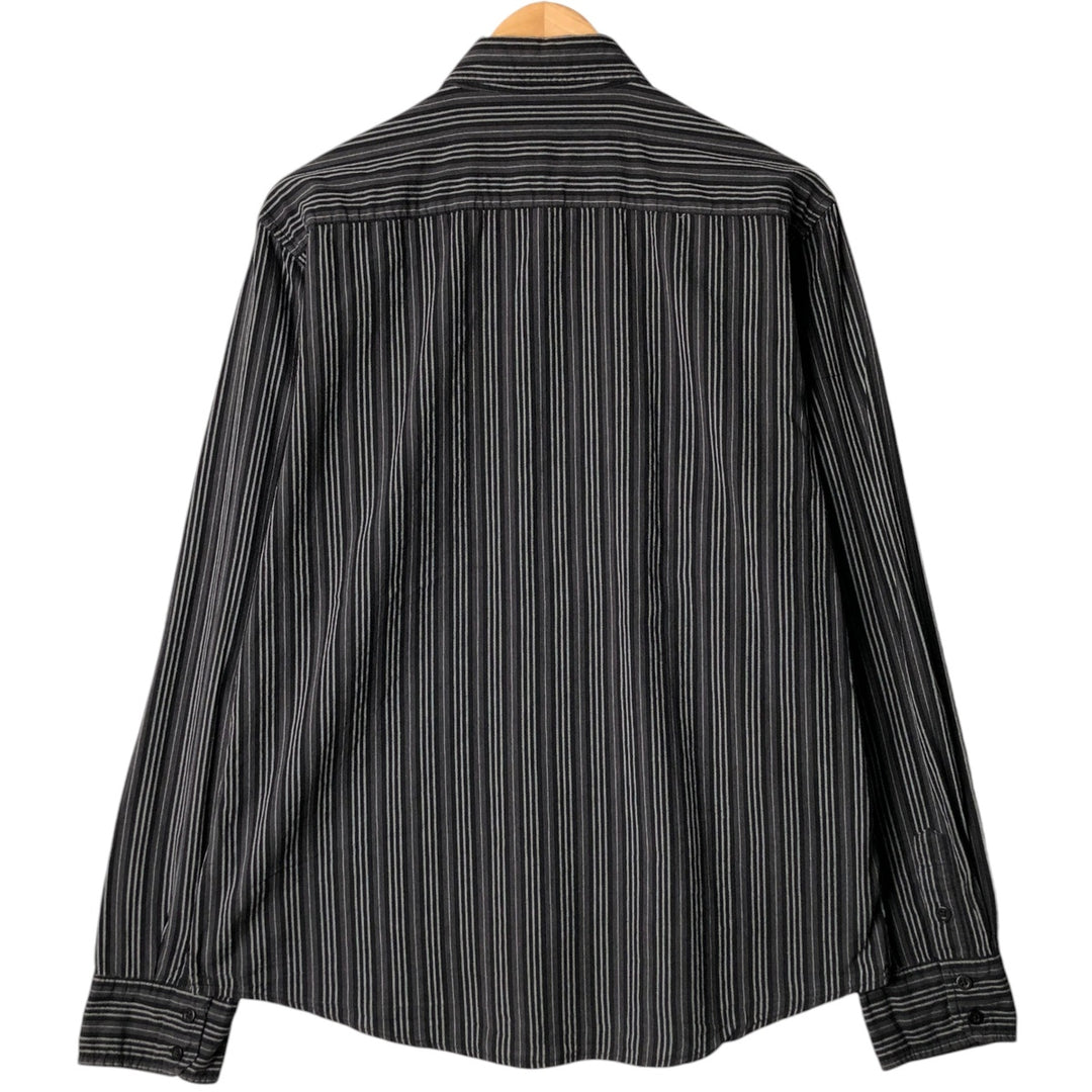 Calvin Klein Jeans Long Sleeve Cotton Striped Shirt, Men's Size L cotton black type Vintage Second Hand
