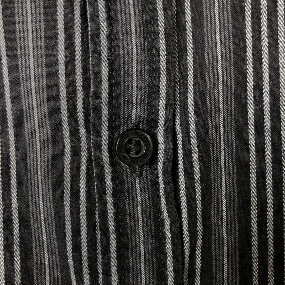 Calvin Klein Jeans Long Sleeve Cotton Striped Shirt, Men's Size L cotton black type Vintage Second Hand