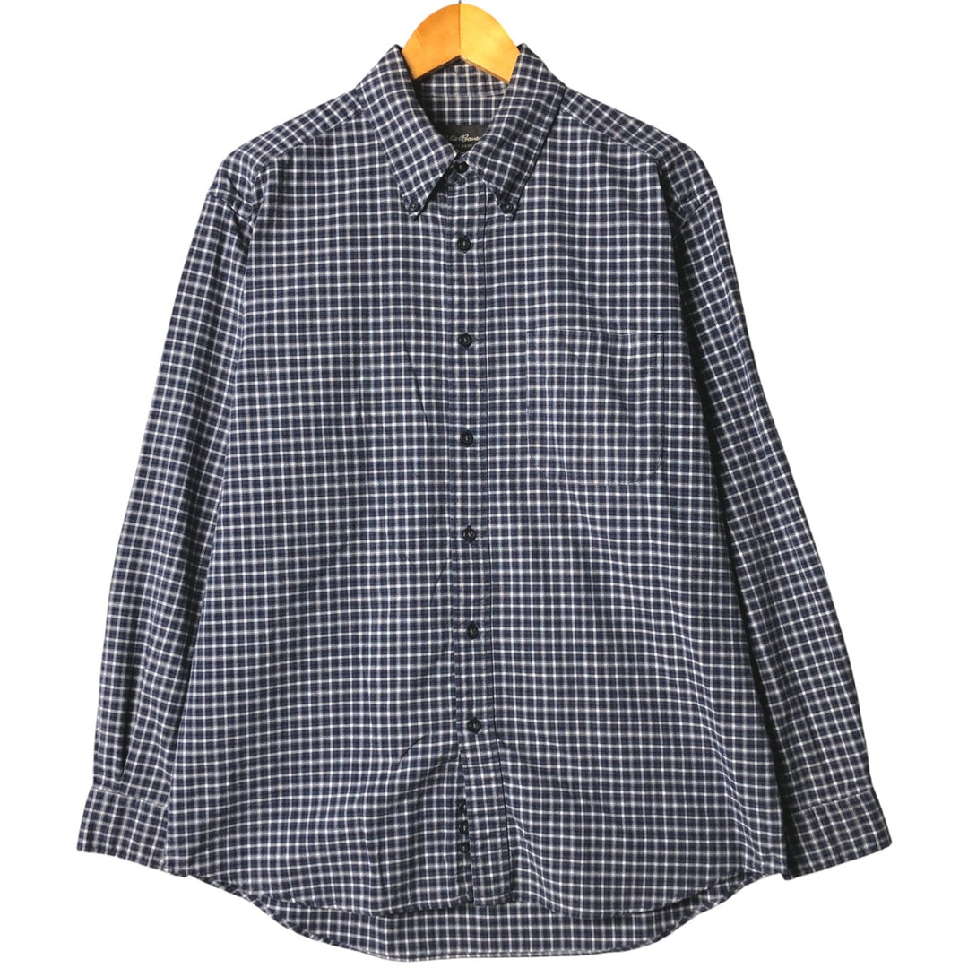 Eddie Bauer Long Sleeve Button-Down Check Shirt, Men's Size M cotton navy blue type Vintage Second Hand