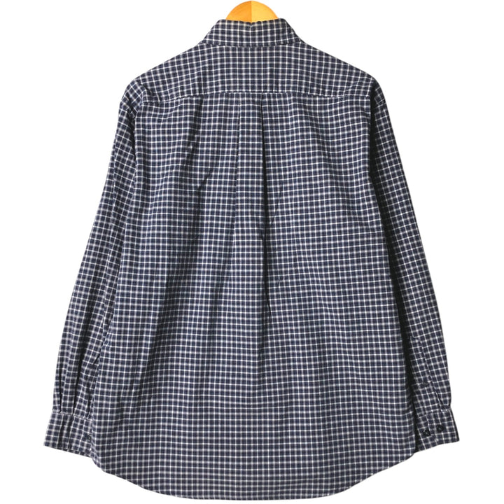 Eddie Bauer Long Sleeve Button-Down Check Shirt, Men's Size M cotton navy blue type Vintage Second Hand