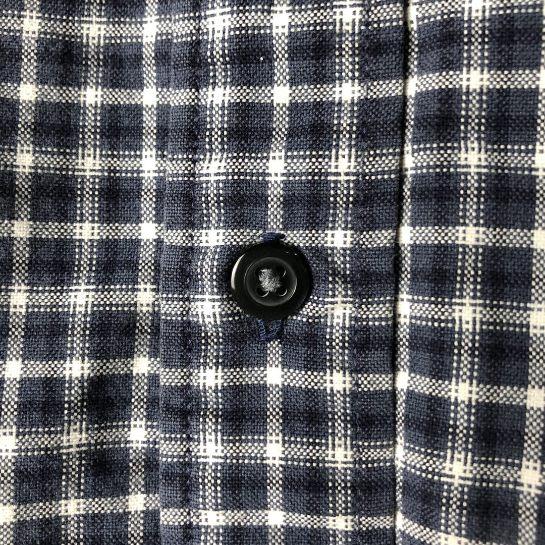 Eddie Bauer Long Sleeve Button-Down Check Shirt, Men's Size M cotton navy blue type Vintage Second Hand