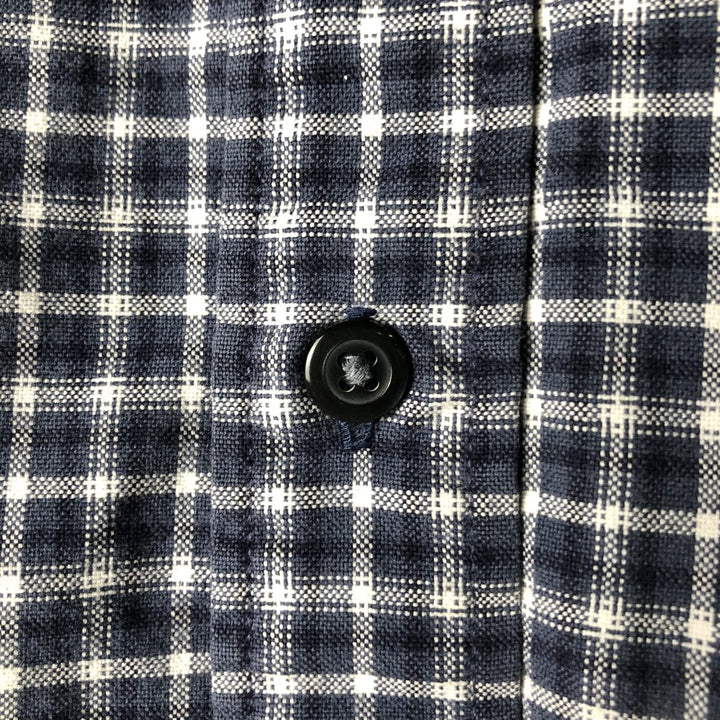 Eddie Bauer Long Sleeve Button-Down Check Shirt, Men's Size M cotton navy blue type Vintage Second Hand