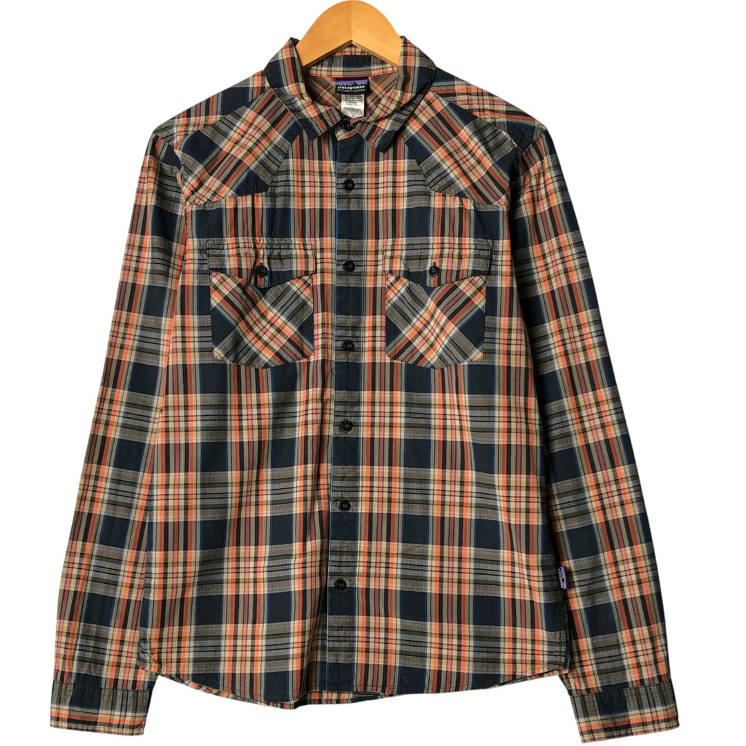 Patagonia 52251FA12 Long Sleeve Cotton Check Shirt, Men's Size Small Organic cotton orange type Vintage Second Hand