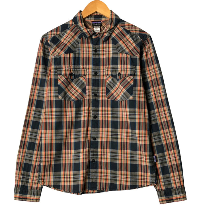 Patagonia 52251FA12 Long Sleeve Cotton Check Shirt, Men's Size Small Organic cotton orange type Vintage Second Hand