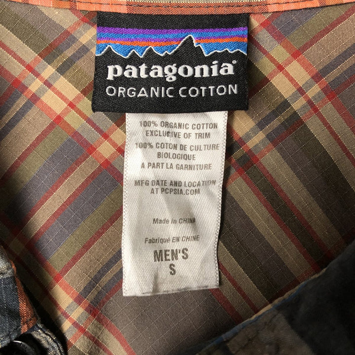 Patagonia 52251FA12 Long Sleeve Cotton Check Shirt, Men's Size Small Organic cotton orange type Vintage Second Hand