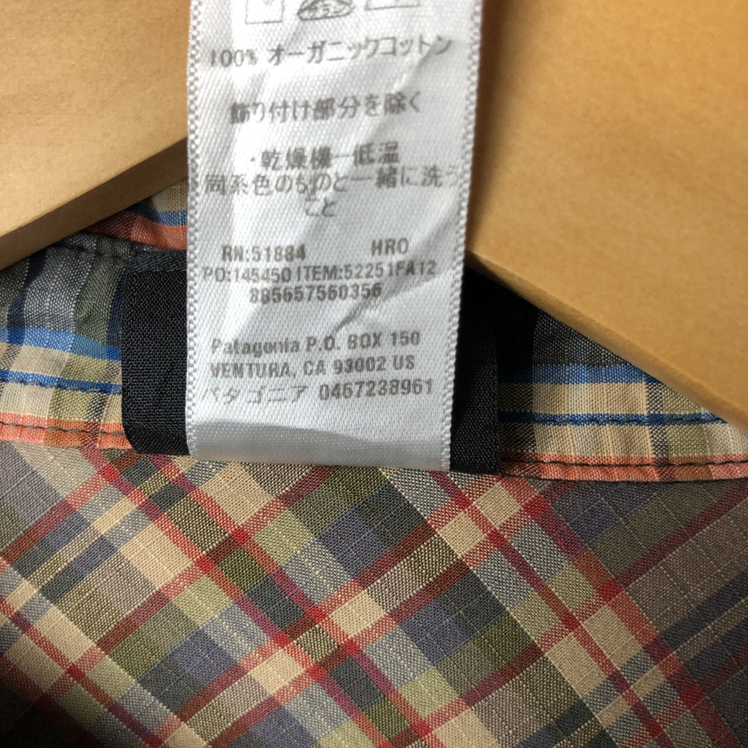Patagonia 52251FA12 Long Sleeve Cotton Check Shirt, Men's Size Small Organic cotton orange type Vintage Second Hand