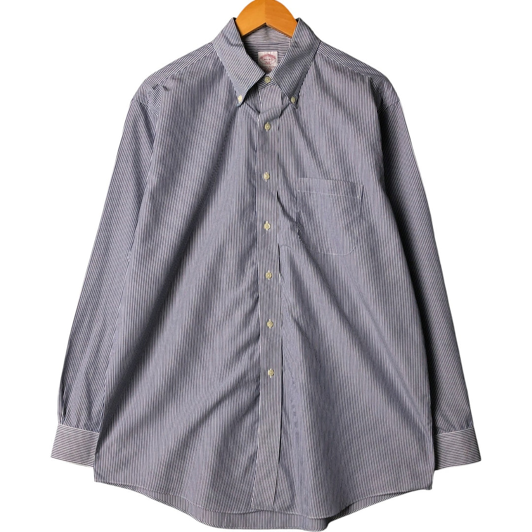 Brooks Brothers 346 Long Sleeve Button-Down Striped Shirt, Men's Size L cotton blue type Vintage Second Hand